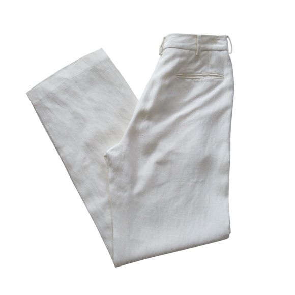 Donna Karan New York Cream Trousers Pants 4 Acetate Linen Straight Quiet Luxury - Picture 3 of 16